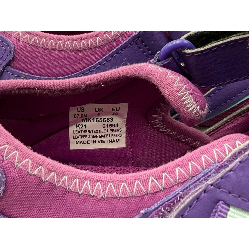 Merrell Hiking Sandals Kids Size 7 Purple Excellent Leather Mesh MK165683